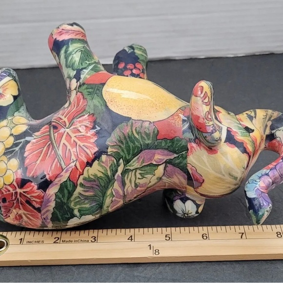 Decoupage Patchwork Multi-colored Floral Elephant Figurine - Picture 9 of 9